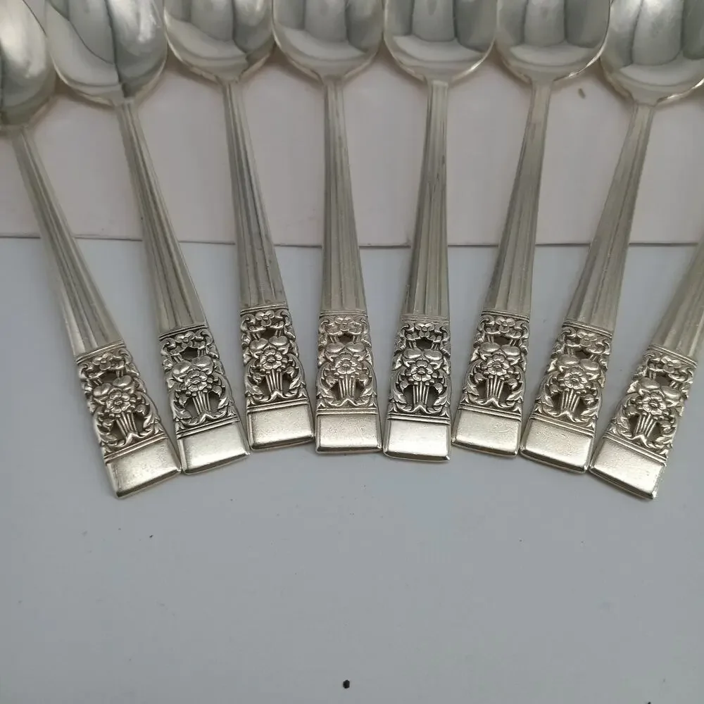 8X Tsp Oneida CORONATION Silverplate Teaspoons Flatware